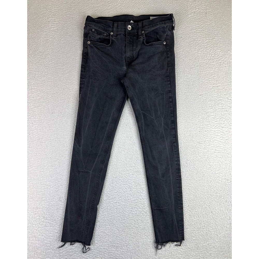 Rag & Bone Ankle Skinny Jeans Womens 29 Black Raw Hem W1526I769BRA
